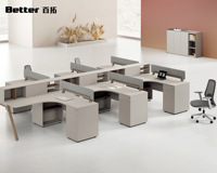 Meubles de bureau modernes, table d'ordinateur de bureau en forme de L, cloison modulaire de bureau, poste de travail avec écran pour employés