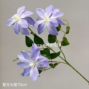 Fleurs artificielles de clématites Secret Garden en soie, réalistes, pour mariage et décoration intérieure, 30 cm, bleu - Product Image 3