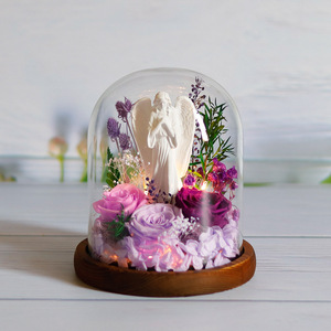 Rosa Eterna Preservada Personalizada en Cúpula de Cristal con Figura de Ángel, Adorno Decorativo <span class=keywords><strong>para</strong></span> <span class=keywords><strong>el</strong></span> Hogar, Rosa Real Eterna, Regalo <span class=keywords><strong>para</strong></span> Boda o San Valentín - Product Image 5