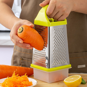9 Inch Stainless Steel Soft Handle <strong>Parmesan</strong> <strong>Cheese</strong> <strong>Grater</strong> with Container 4 Sided Kitchen Shredder for Vegetables and Carrots - Product Image 3