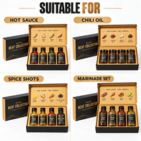 Boîte cadeau de sauce piquante à marque privée, quatre bouteilles, emballage personnalisé en carton imprimé
