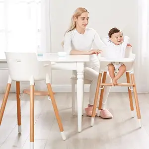 Factory Direct Footrest Adjustable Baby High Chair Wooden Dining Chair Feeding High Chair