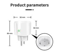 Prise d'alimentation Wifi intelligente 16A EU avec moniteur d'alimentation Prise sans fil Wifi pour maison intelligente Fonctionne avec l'application Alexa Google Home Tuya