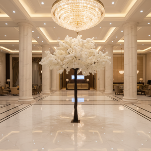 Albero di <span class=keywords><strong>Sakura</strong></span> Artificiale a Doppio Tronco 2,5m, Fiore in Seta Ecologico e Durevole + Supporto in Metallo, Ornamento di Alta Gamma per Centri Commerciali - Product Image 3