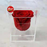 Présentoir élégant en acrylique transparent à 1 trou pour roses, vitrine individuelle pour fleurs, comptoir de magasin de détail, vente en gros
