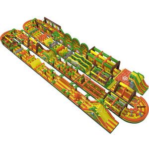 Plus long parcours d'obstacles gonflable sauter boîte de nuit football jeu de société toboggan commercial château d'air sec humide sautant - Product Image 1