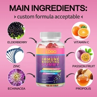 Gummies de Vitamine, Curcuma et Mousse de Mer Végétaliennes Marque Blanche, Saveur Fraise Sauvage Séchée au Soleil, en Forme d'Ours, en Promotion