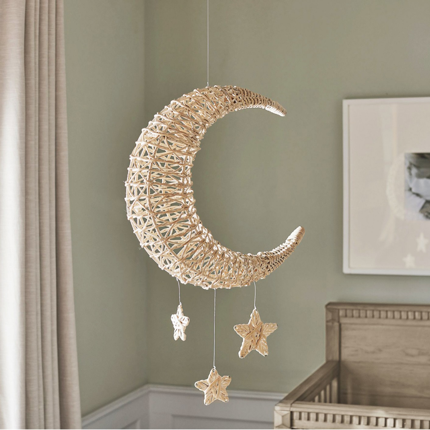 Decoración de luna con tres estrellas