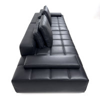 Canapé modulaire inclinable en cuir véritable, style italien moderne et minimaliste, avec surpiqûres noires, combinaison libre pour salon