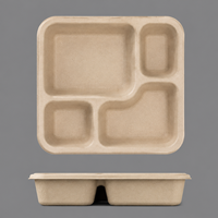 Barquette alimentaire jetable compostable en pulpe moulée, sans PE, biodégradable, à 3/4 compartiments, pour restauration rapide JUNYI