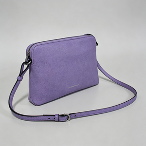 <b>Lavender</b> Pebbled Genuine Leather Crossbody <b>Bag</b> Front Zip Pocket Adjustable Strap Women Small Shoulder Purse - Product Image 2