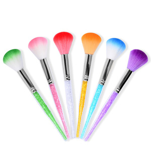 Brosse à poussière pour ongles avec manche diamanté, 6 couleurs, brosse de nettoyage individuelle pour manucure, pour l'élimination de la poudre d'art des ongles - Product Image 2