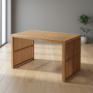 Mesa de Comedor Moderna de Teca para Exteriores con Listones Pequeños para Uso en Patio VDT 031 - Product Image 3