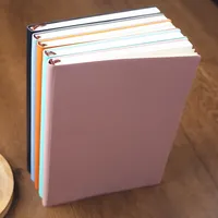 Carnet en cuir PU à couverture rigide avec lignes horizontales bleu marine, bloc-notes personnalisé, impression de journal, carnet A6 avec bordure argentée