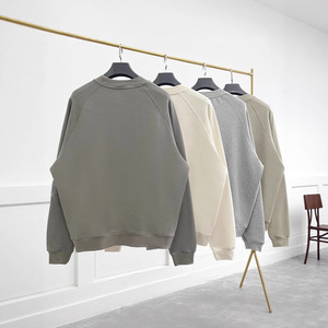 Pull-over en molleton de coton uni à col ras du cou pour dropshipping, Sweat-shirt oversize à épaules tombantes pour homme, style designer - Product Image 2
