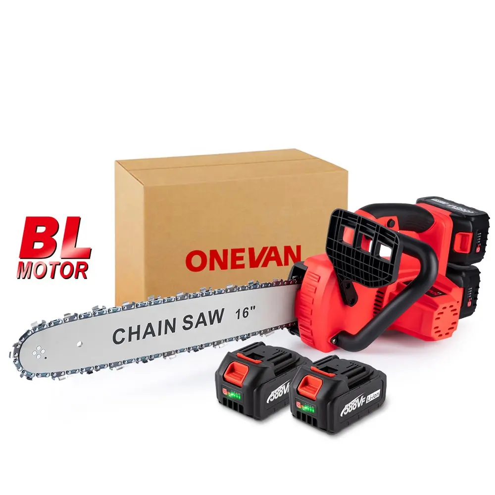 ONEVAN 7980W 16 inç akülü elektrikli testere testere fırçasız Motor günlüğü kesici budama bahçe aracı Makita 18V pil için