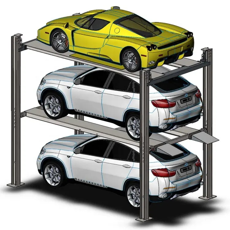 Elevador De Parqueo Para 3 Carros triplo livello parcheggio ascensore idraulico Stacker auto