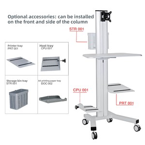 Chariot <span class=keywords><strong>mobile</strong></span> en acier pour l'administration des soins médicaux avec support et bureau de rangement pour ordinateur portable - Product Image 2