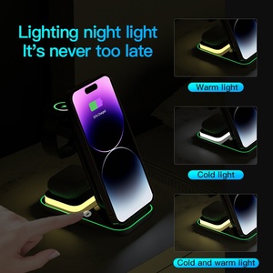 สินค้ามาแรงปี 2025 รุ่นใหม่ล่าสุด ที่วางโทรศัพท์แบบ LED 3 in 1 แท่นวางโทรศัพท์มือถือพร้อมที่ชาร์จไร้สายอเนกประสงค์ - Product Image 4