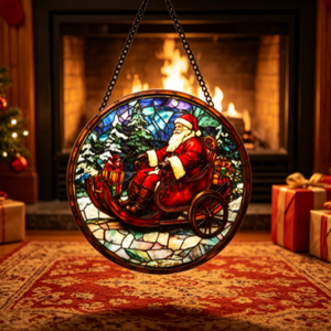 Factory Direct Sale Christmas Animal Santa Claus Gingerbread Man Glass Laser Cut Decorative <b>Plate</b> - Product Image 3