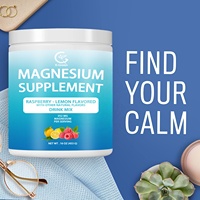 OEM vente en gros poudre calme citrate de magnésium supplément boisson anti-stress mélange en poudre sans gluten végétalien framboise citron 16oz