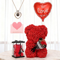 Zeepbloemen Rozenbeer Knuffelboeket Verjaardag Valentijnsdag Creatief Cadeau Rozenbeer met Cadeaubox