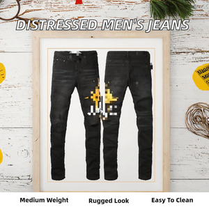 Jeans Rectos de Hombre de Alta Calidad, Lavados con Efecto Desgastado, para Invierno, Estilo Urbano, Lavables, Transpirables y Ecológicos - Product Image 2