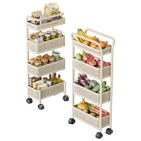 Chariot de rangement roulant à 4 niveaux pour espaces étroits, organisateur de réfrigérateur mince, multi-niveaux, commande en gros, OEM, direct fabricant