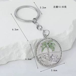 Luxury Zinc Alloy <b>Keychain</b> Palm Tree Design Sparkling Crystals Waterproof Fashion Souvenir Gift Beach Lovers <b>Custom</b> Keyring - Product Image 4