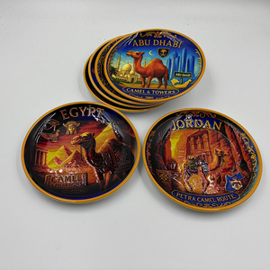Assiettes Souvenirs de Voyage en Mélamine 3D Gaufrée avec Impression Feuille d'Or, Motif Chameau du Moyen-Orient, Cadeau Touristique Décoratif - Product Image 3