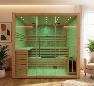 Sauna <span class=keywords><strong>de</strong></span> Vapor Interior <span class=keywords><strong>de</strong></span> Madera <span class=keywords><strong>de</strong></span> Abeto con Puertas <span class=keywords><strong>de</strong></span> Vidrio, Spa <span class=keywords><strong>en</strong></span> Casa para 2-4 Personas, <span class=keywords><strong>Precio</strong></span> <span class=keywords><strong>de</strong></span> Fábrica - Product Image 3