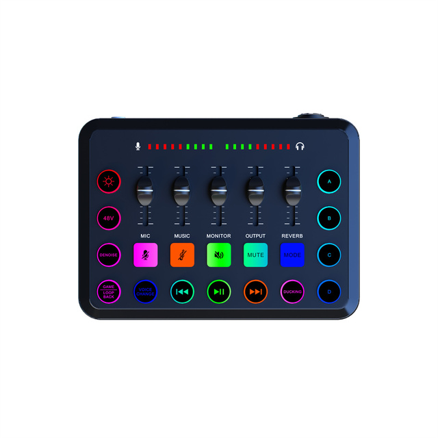 2024 New Design Audio Interface USB Professional Audio Mixer Mini Live Streaming Sound Card Type C Sound Card for Recording