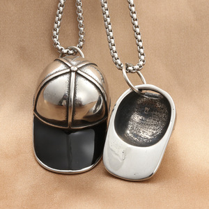 <b>Titanium</b> Steel Hat Pendant Stainless Steel Themed Pendants Men's Casual Punk Retro Style Fashion Jewelry Accessory - Product Image 2