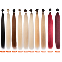 Nouvelles Extensions de Cheveux Synthétiques en Fibre Résistante à la Chaleur, Longues et Lisses, avec Closure Ombrée, Pack Complet pour Tête Entière, Vente en Gros