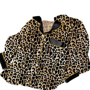 Pyjamas Damen Frühjahr und Herbst Modelle Cardigan Langärmlige lange Hosen Sweet Sexy Leopard Advanced Sense of Home Kleidung Anzug - Product Image 1
