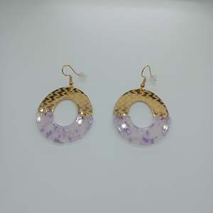 PND202404-870 Fashion <b>Earrings</b> <b>Gold</b> Plated Stainless Steel Resistant Sustainable Purple Acrylic <b>Dangle</b> <b>Earrings</b> - Product Image 1