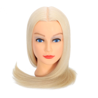 Tête de mannequin en cheveux humains 100% blonds de 20 pouces pour la pratique de la coloration, tête d'entraînement professionnelle pour la coiffure en salon