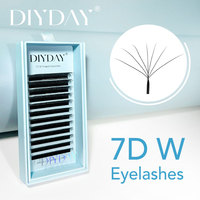 DIYDAY Vente en gros Extensions de cils 100% PBT 7D W préfabriquées, souples, naturelles, pleine bande, fabriquées à la machine, épaisseur 0,07 mm, courbure C/D
