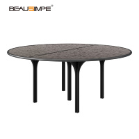 Table à manger ronde Metropolis, plateau en verre fusionné couleur thé, mobilier de salle à manger italien de luxe pour villa moderne