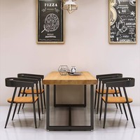 Ensembles de salle à manger commerciaux en fer forgé et bois massif, design rétro nostalgique, empilables