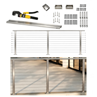 Kit complet de garde-corps horizontal en câble argenté de 1,2 à 2,4 m – Installation facile avec raccords en acier inoxydable pour terrasse et balcon extérieurs