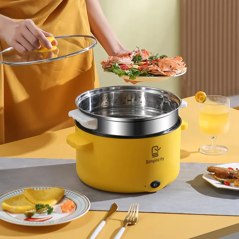 Elektrische Kookgerei Wok 3.7l Kookpot Anti-Aanbak Koekenpan Elektrische Multi Cooker Mini Hot Pot Elektrische Potten