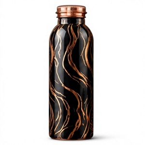Luxury Black Copper <b>Water</b> <b>Bottle</b> with <b>Metal</b> Lid Portable Marble Pattern <b>Metal</b> Drinkware - Product Image 1
