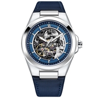 Montres mécaniques automatiques squelette lumineuses en cuir imperméable de luxe Benyar 5207 en gros pour hommes