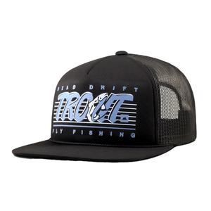 Casquettes de camionneur en coton noir à 5 panneaux personnalisées avec logo imprimé, visière plate - Product Image 2