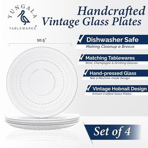 Ensembles de vaisselle transparents ensemble d'<span class=keywords><strong>assiettes</strong></span> en verre avec motif à pois, paire avec <span class=keywords><strong>verres</strong></span> à vin et <span class=keywords><strong>verres</strong></span> à boire assortis - Product Image 2