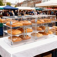 Vitrine de pâtisserie pour comptoir commercial, en acrylique, 3 niveaux, grande boîte de rangement pour pâtisserie avec porte magnétique et plateau amovible