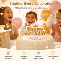 Bougie Lettre Joyeux Anniversaire Dorée Scintillante Couronne pour Décoration de Gâteau de Fête d'Anniversaire – Approvisionnement Direct Usine