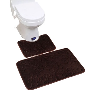 2Pcs Modern Bathroom Mat Set U Shape Bathroom Carpet Toilet Mat Non-Slip <strong>Badmat</strong> Water Absorbent Bath Mat - Product Image 4