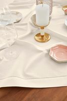 Nappe en tissu de lin français pur 100% avec ourlet à pois